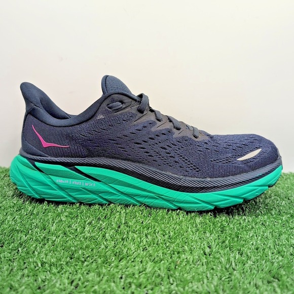 Hoka One One Clifton 8 Shoes Women's 8 B Medium Navy Teal Daily Running Sneakers - Picture 4 of 10